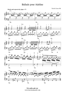 Sheet Piano Ballade Pour Adeline (Richard Clayderman)