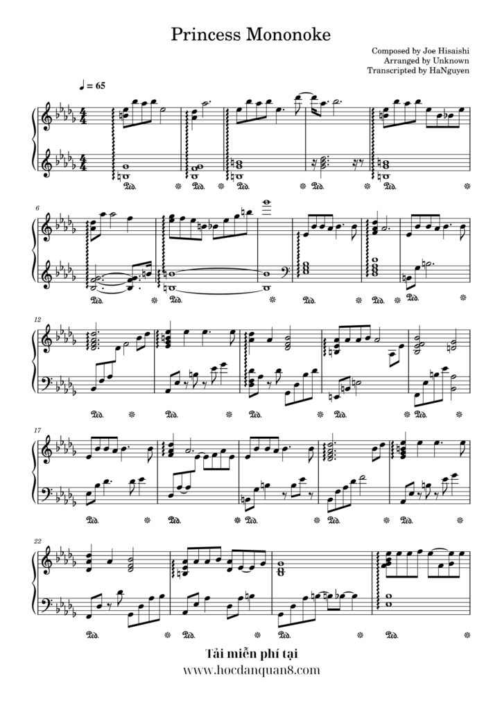 Sheet nh c piano princess mononoke joe hisaishi file pdf
