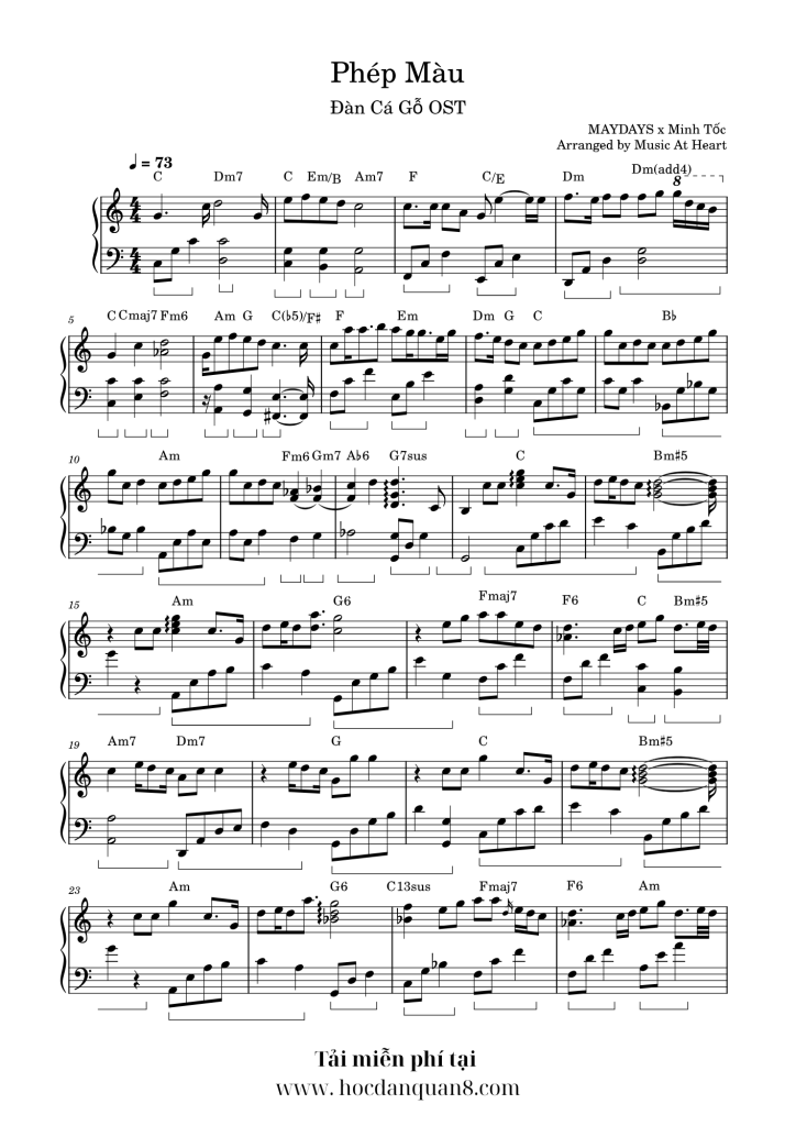 Sheet nhạc Phép Màu (Ost Đàn Cá Gỗ)